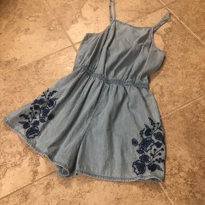 Denim Embroidered Romper